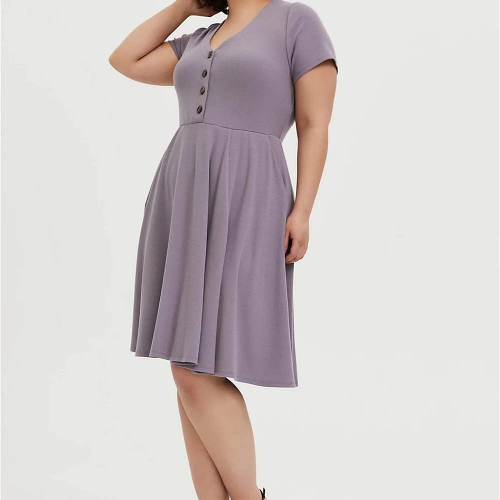 Purple Rib Skater Dress